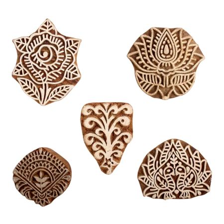 Set of 5 Piece New Mix Wooden Printing Block